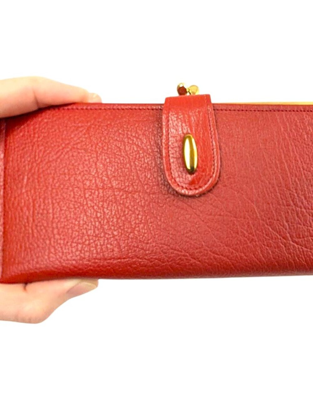 Vintage ROLFS Red Buffalo Calf Leather Wallet – Bifold Checkbook Clutch, Made in - Picture 3 of 11